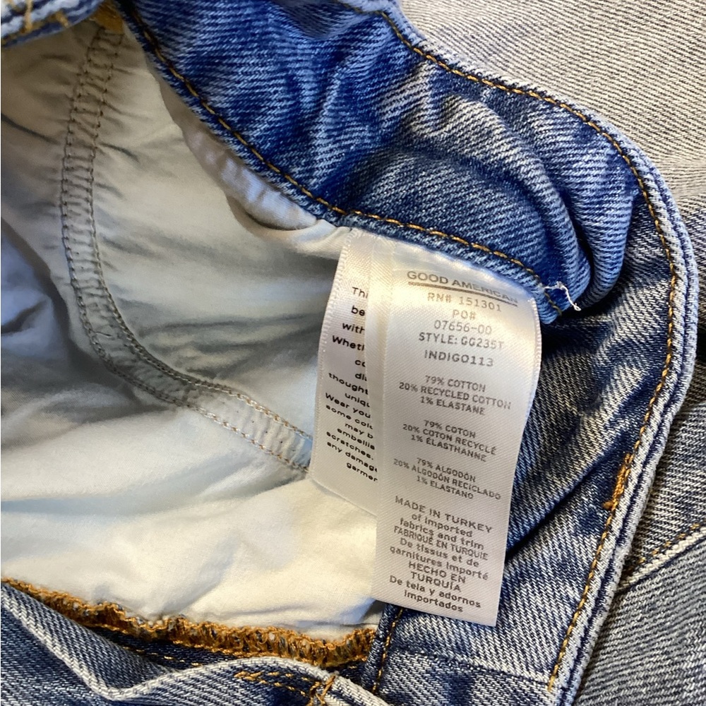 Good American Jeans SZ 16 High Rise Straight Distressed Raw Hem Women’s - Picture 12 of 13